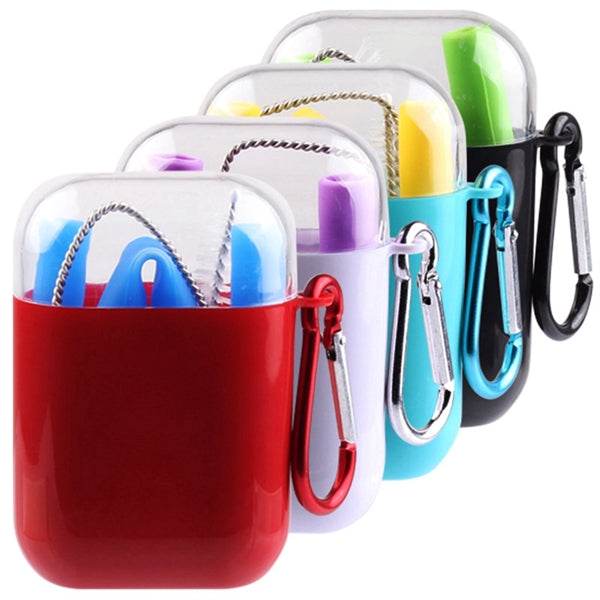 Collapsible Silicone Straw Set with Transparent Box
