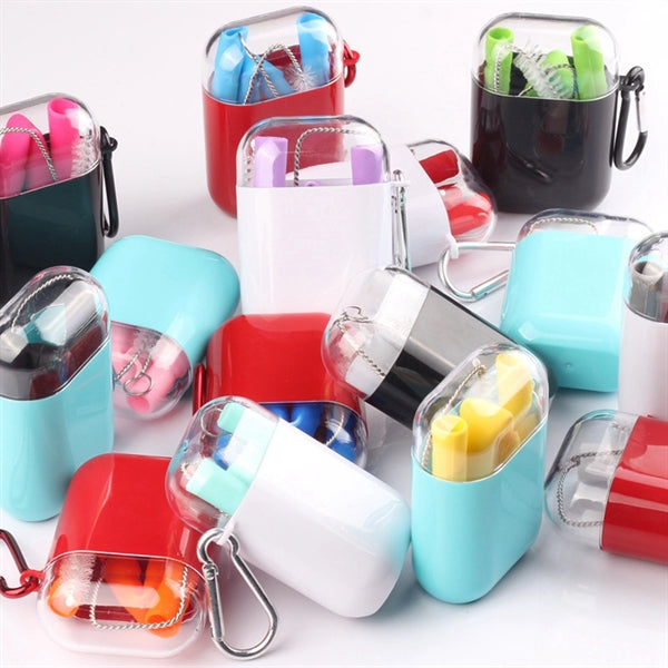 Collapsible Silicone Straw Set with Transparent Box