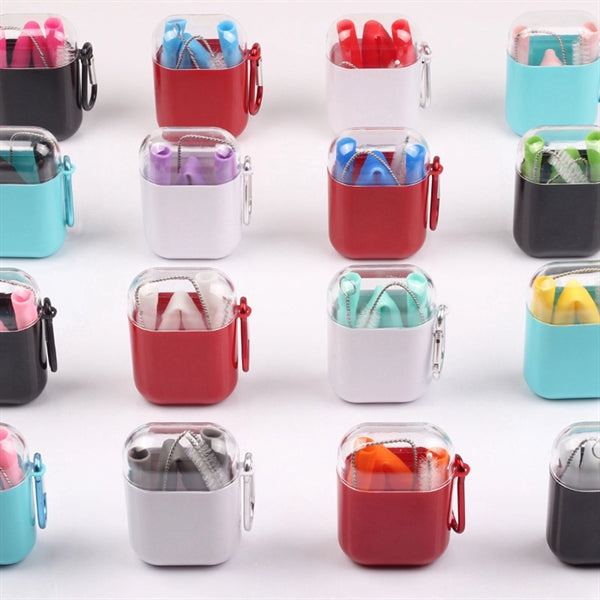 Collapsible Silicone Straw Set with Transparent Box
