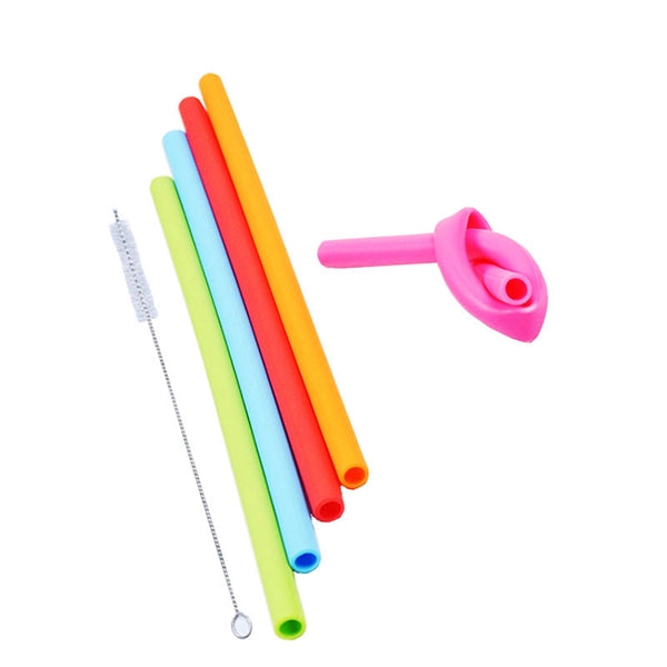 Collapsible Silicone Straw Set with Transparent Box