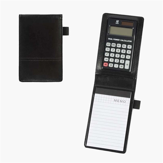 Portable Pocket Leather Notebook Portfolio with Calculator