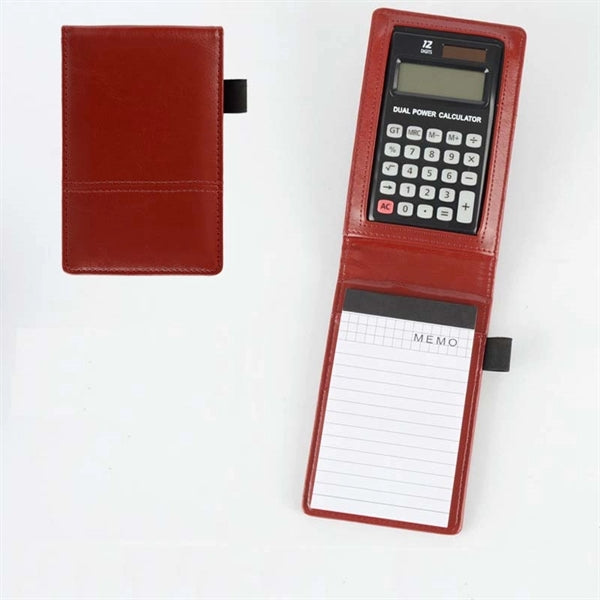 Portable Pocket Leather Notebook Portfolio with Calculator