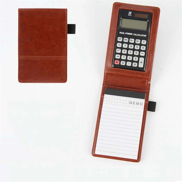 Portable Pocket Leather Notebook Portfolio with Calculator