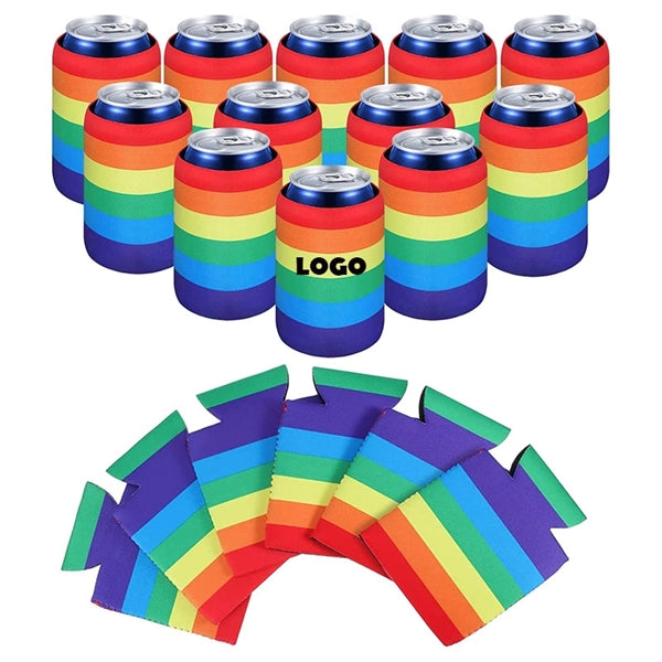 LGBT Beer Can Cooler Rainbow Neoprene Holder Sleeve