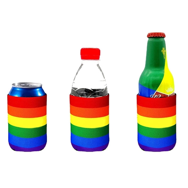 LGBT Beer Can Cooler Rainbow Neoprene Holder Sleeve