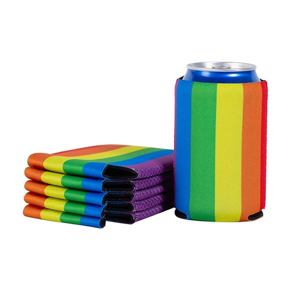 LGBT Beer Can Cooler Rainbow Neoprene Holder Sleeve