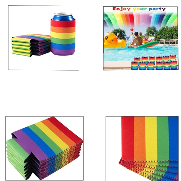 LGBT Beer Can Cooler Rainbow Neoprene Holder Sleeve