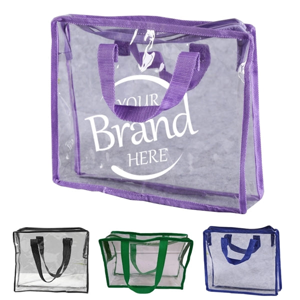 Zipper Closure Clear PVC Tote Bags