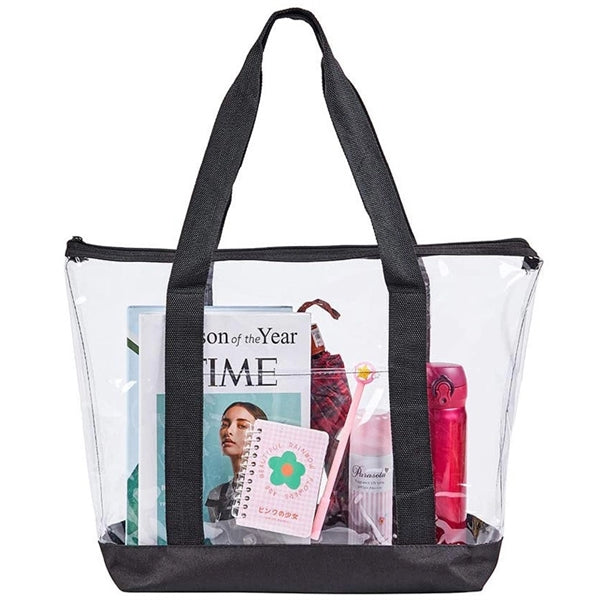 Clear PVC Tote Bags with Color Bottom