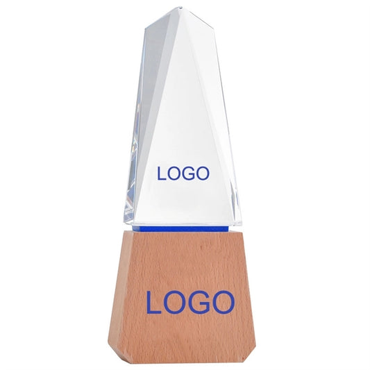 Tower Crystal Awards with Wooden Base