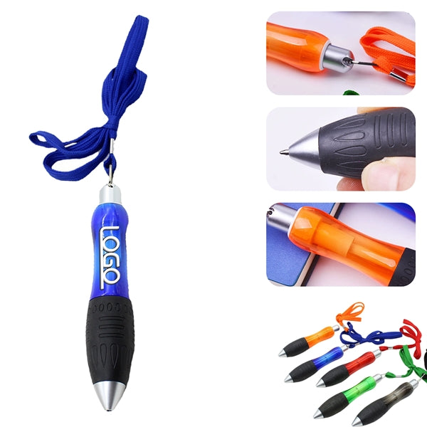 Short And Fat Ballpoint Pen With Hanging Rope Button