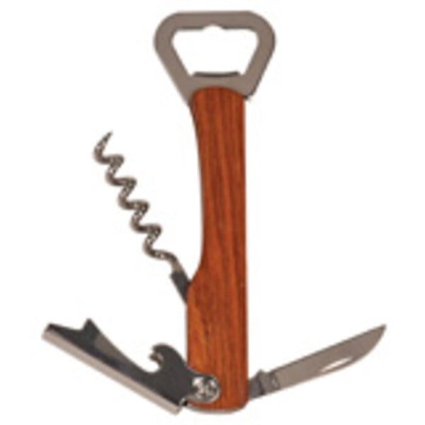 5 1/4" Wooden Bottle Opener & Wine Corkscrew