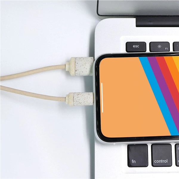 Wheat Straw Biodegradable 3-in-1 Phone Charge USB Cable