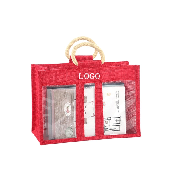 Side Window Jute Tote Bag