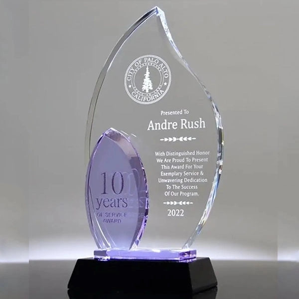 Crystal Flame Award Trophy