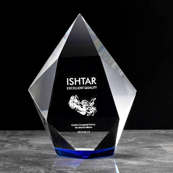 Royal blue crystal accent trophy