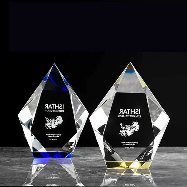 Royal blue crystal accent trophy