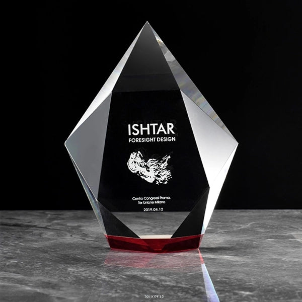 Royal blue crystal accent trophy