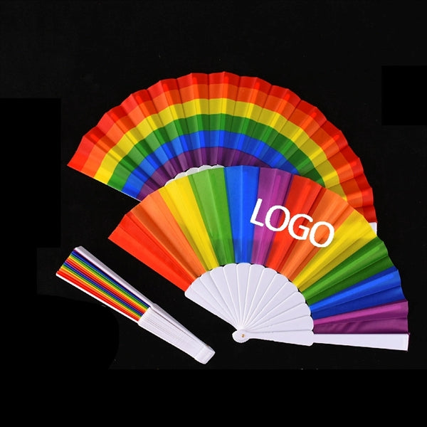 9''Rainbow Pride Folding Plastic Fan