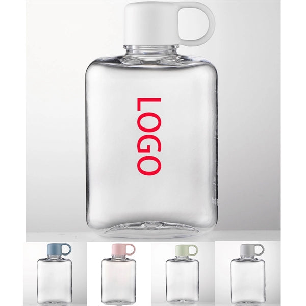 12.17 Oz Oval Flat Transparent Plastic Bottle With Handle
