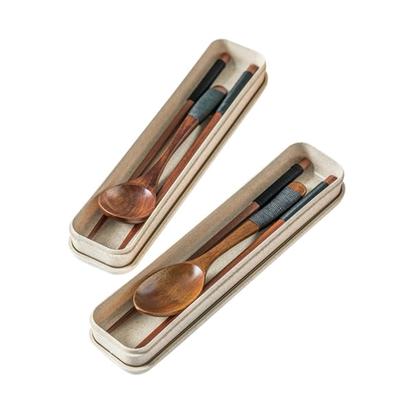 Portable Wooden Chopsticks Spoon Tableware Set