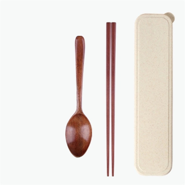 Portable Wooden Chopsticks Spoon Tableware Set