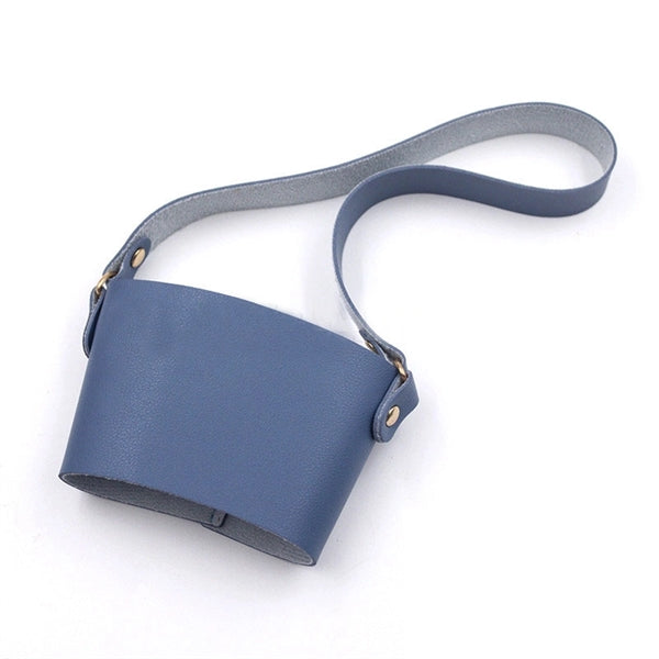 Leather Coffee Cup Sleeve With Handle Strap