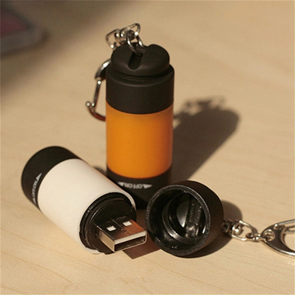 Mini Keychain Flashlight USB Torch Rechargeable