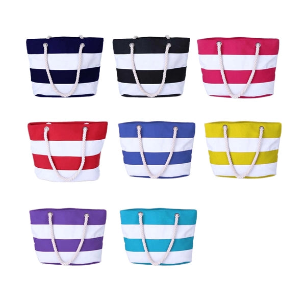 Canvas Tote Beach Bag With Zipper