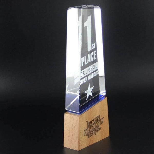 Wood Base Crystal Trophy