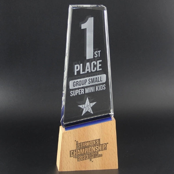 Wood Base Crystal Trophy