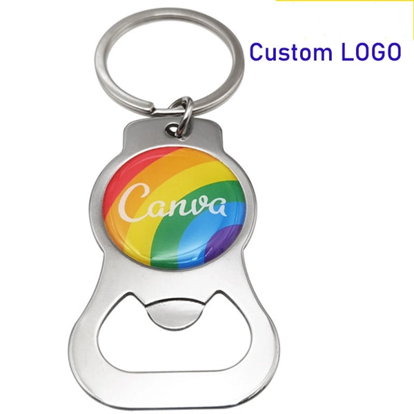 LGBT Pride Rainbow Pattern Metal Bottle Opener Keychain