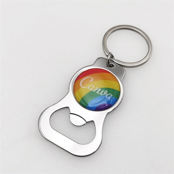 LGBT Pride Rainbow Pattern Metal Bottle Opener Keychain