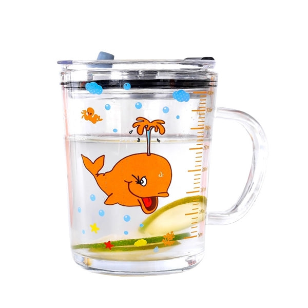 400 ML Cartoon Printed Milk Glass Sipper Mug Jar With Straw
