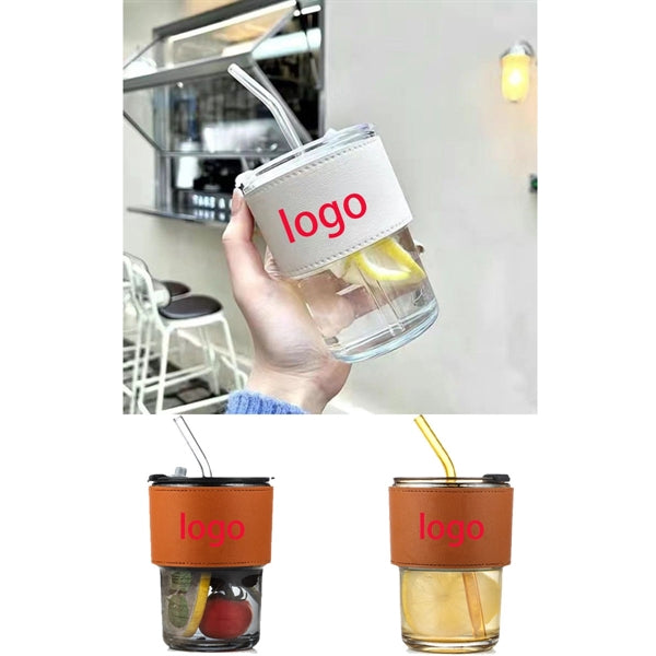 13.53 Oz Glass With Straw And Lid Cup Cover