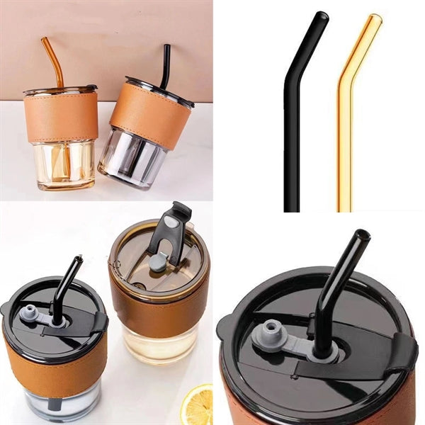 13.53 Oz Glass With Straw And Lid Cup Cover