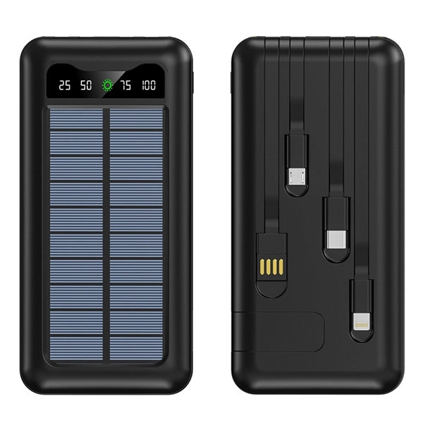 10000 mAh Solar Charger/Power Bank with 4 Built-in Cable