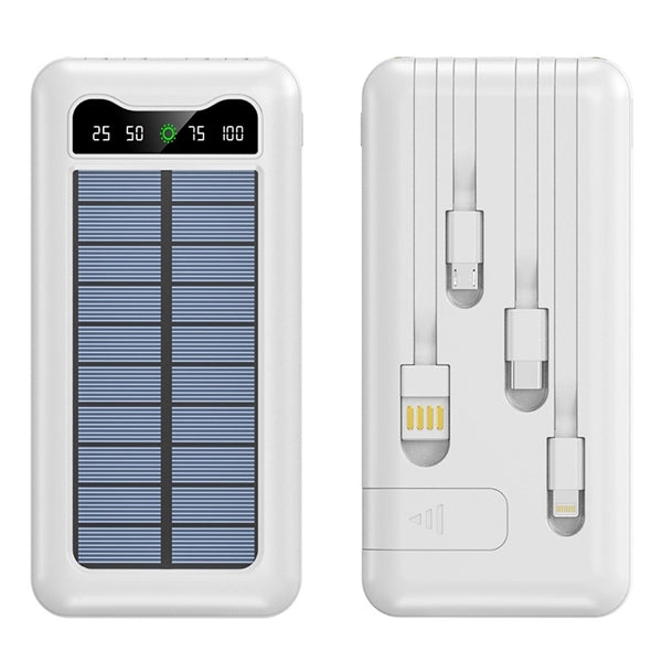 10000 mAh Solar Charger/Power Bank with 4 Built-in Cable