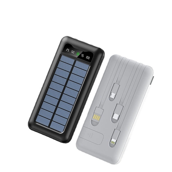 10000 mAh Solar Charger/Power Bank with 4 Built-in Cable