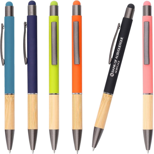 Bamboo Soft Touch Rubber Metal Pen