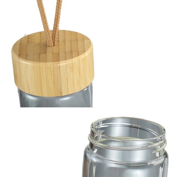 16oz Glass Water Bottle With Bamboo Lid And Silicone Sleeve