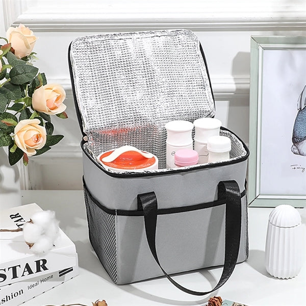Two Zipper Insulated Cooler Picnic Lunch Bag