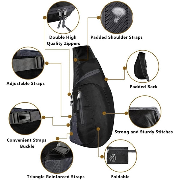 Foldable Sling Bags Shoulder Backpack Small Cross Body Pack