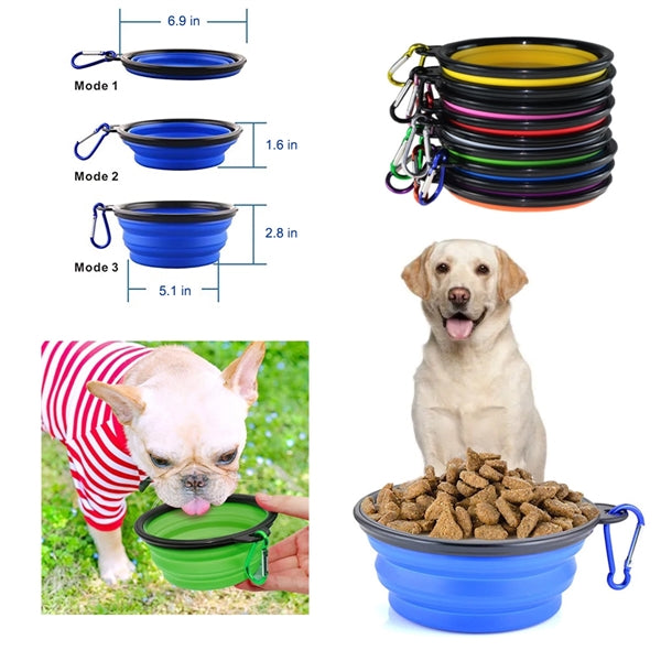 34oz Portable Collapsible Pet Bowl Carabiner Clip