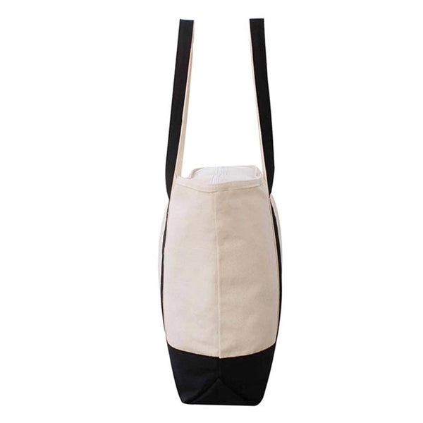 Canvas Tote Bag with an External Pocket