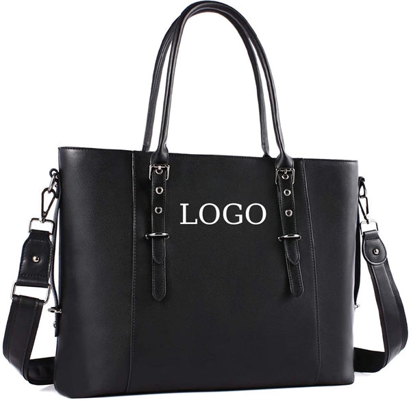 Woman PU Leather Laptop Tote Bag