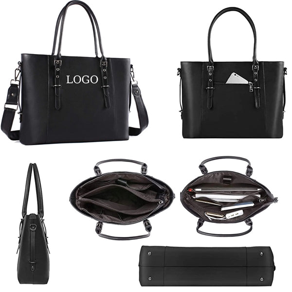 Woman PU Leather Laptop Tote Bag
