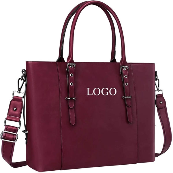 Woman PU Leather Laptop Tote Bag