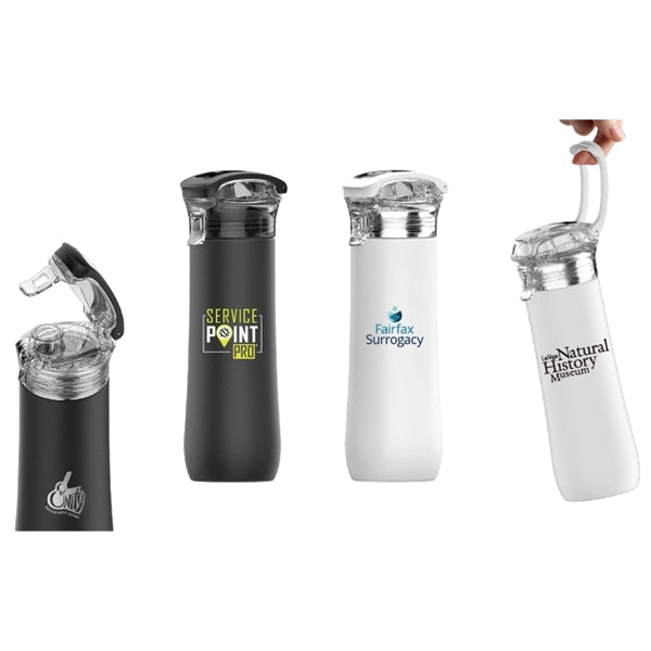 Double Wall Snap Lid Stainless Steel Water Bottle, 23 oz.