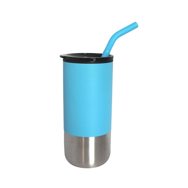 Vacuum Stainless Steel Tumbler with Straw, 18 oz.